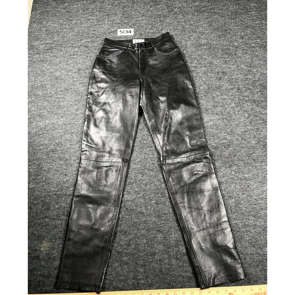 Vintage TLC Twins Leather Co Pants Womens 3/4 Black Genuine Pockets Straight Leg